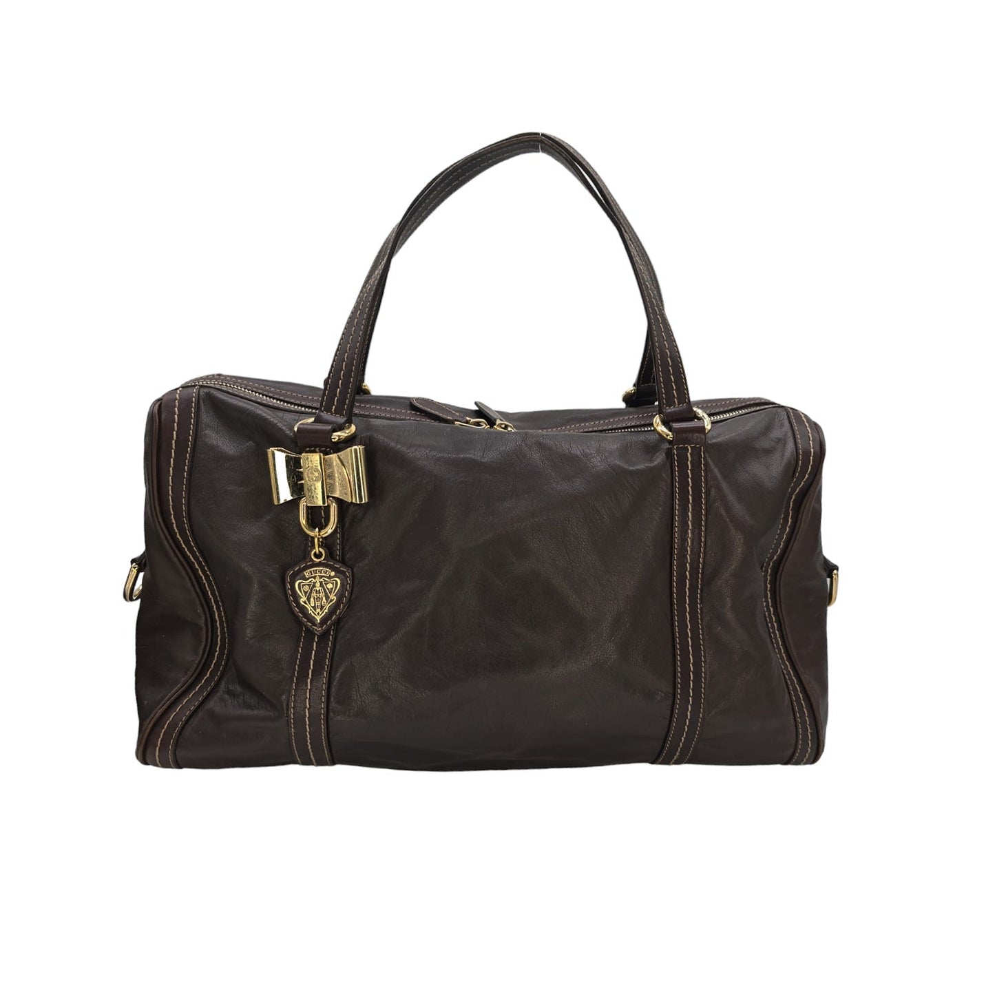 Gucci Brown Nappa Duchessa Large Boston Bag