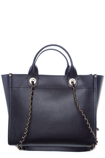 Chanel Black Caviar Studded Deauville Tote Handbag