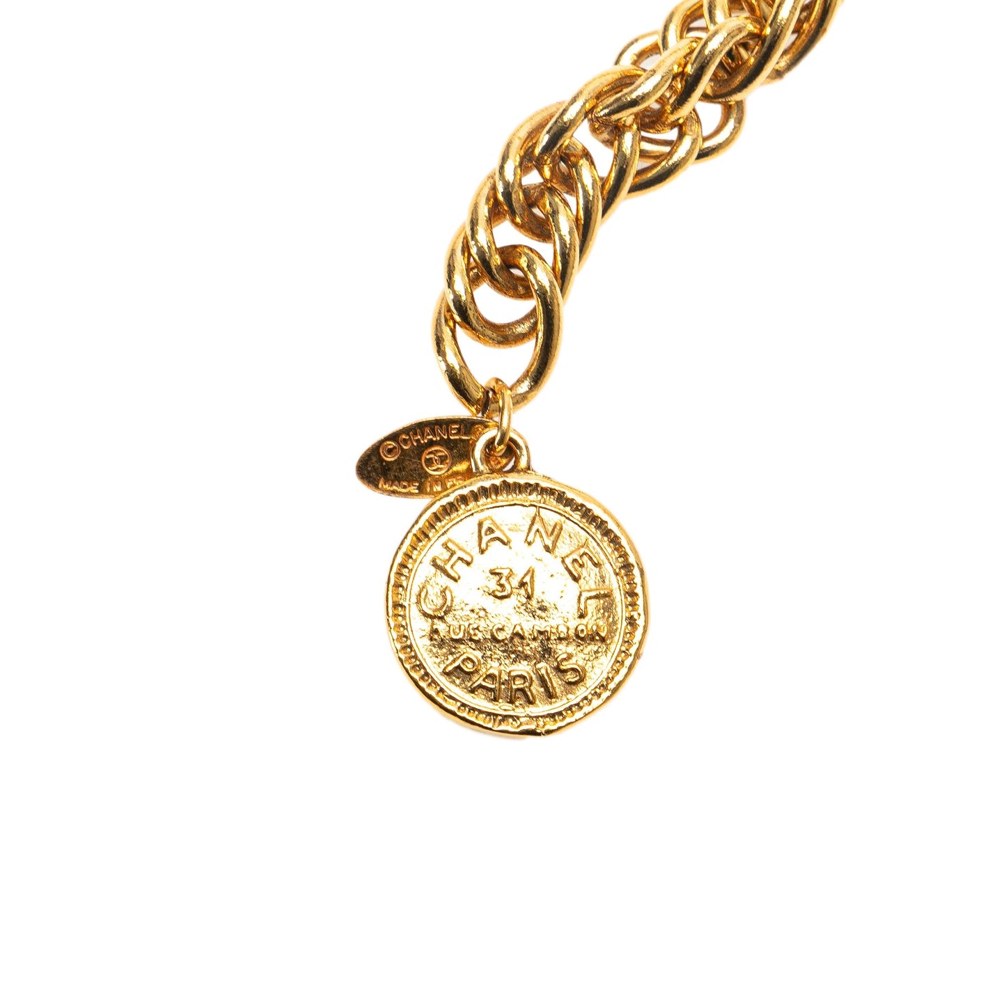 Gold Chanel Gold Plated Logo Plate Chain Belt