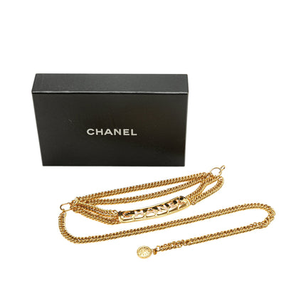Gold Chanel Gold Plated Logo Plate Chain Belt