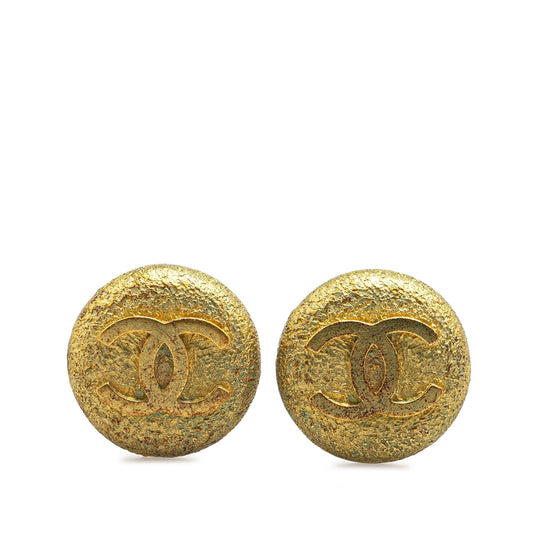 Gold Chanel Gold Plated CC Clip On Earrings