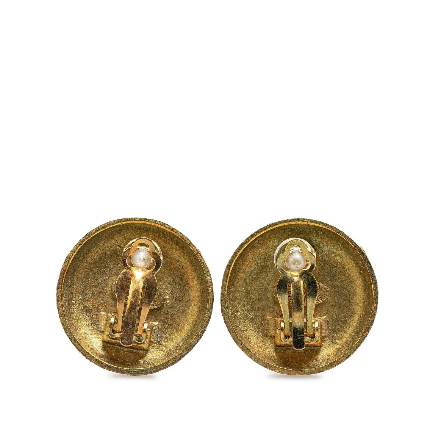 Gold Chanel Gold Plated CC Clip On Earrings