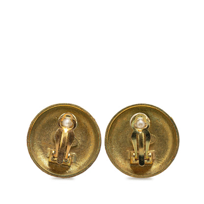 Gold Chanel Gold Plated CC Clip On Earrings