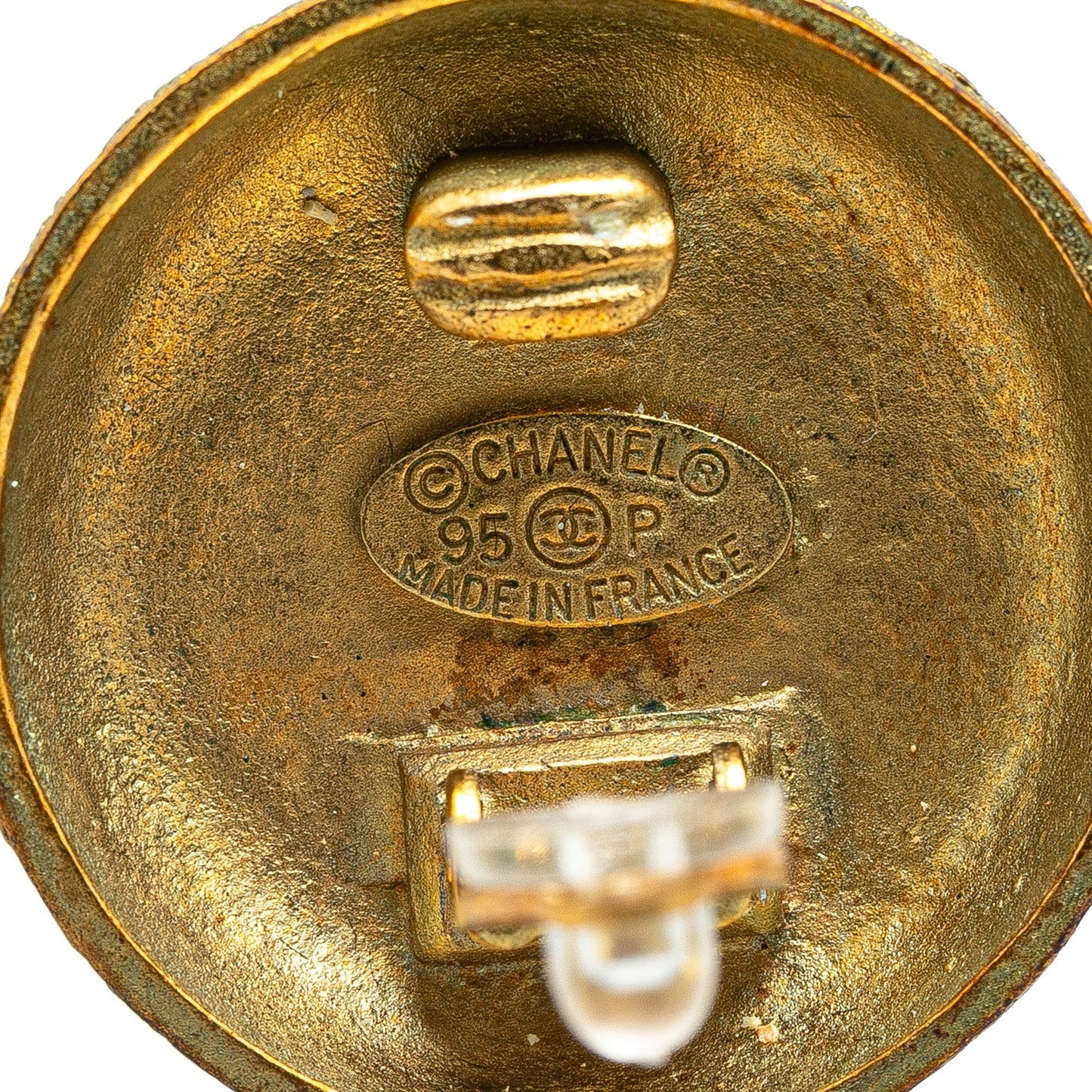 Gold Chanel Gold Plated CC Clip On Earrings