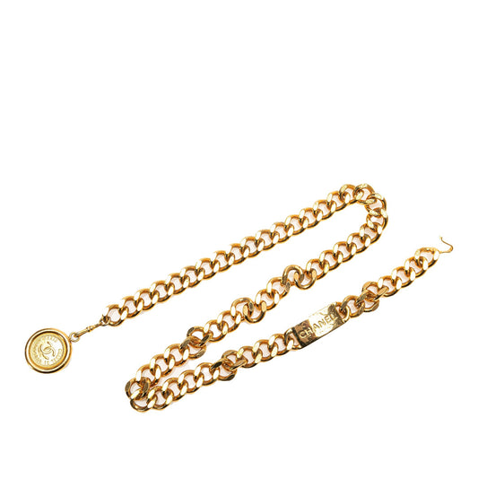 Gold Chanel Gold Plated Medallion Chain Belt