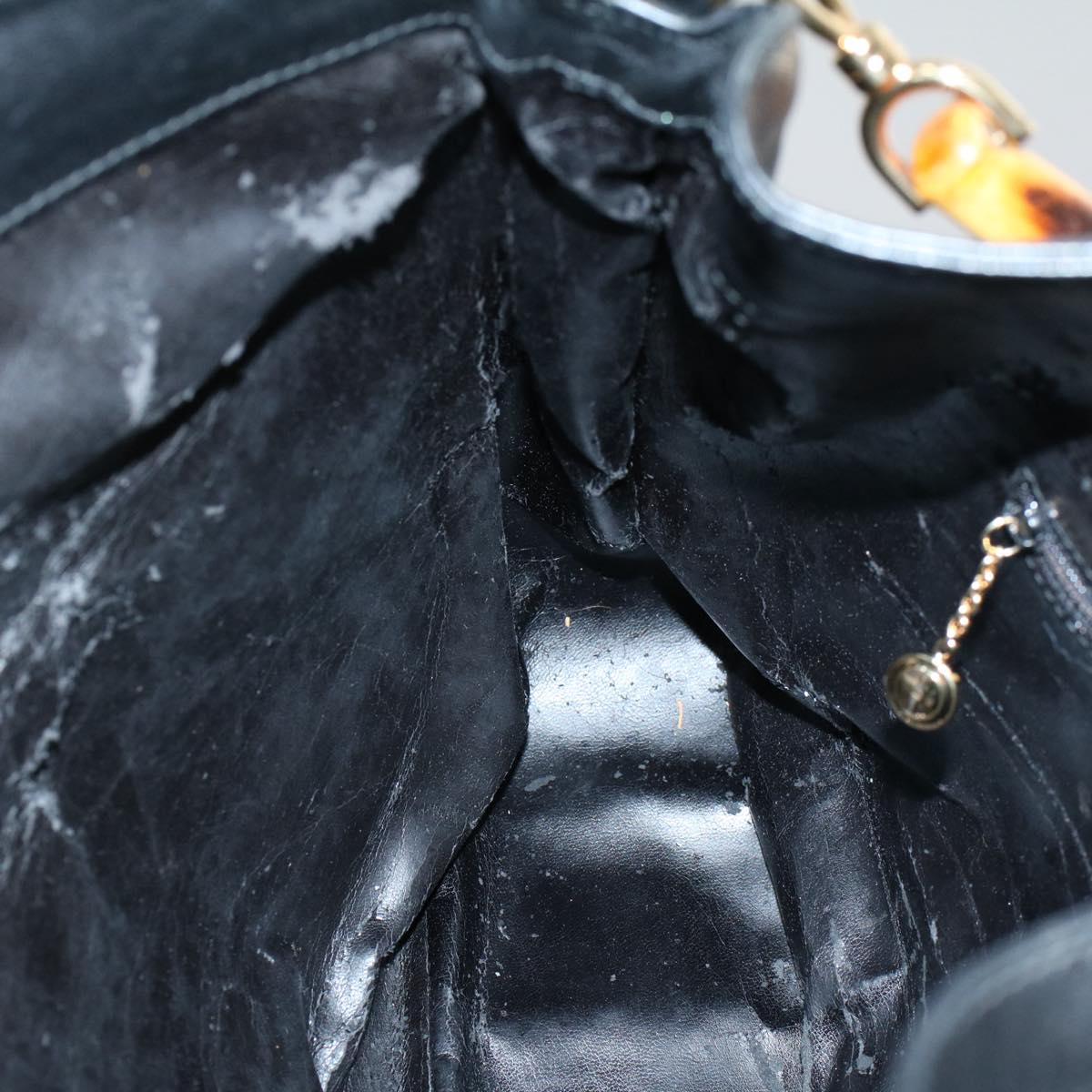 GUCCI Bamboo Shoulder Bag Leather 2way Black 001 2123 1633  56406