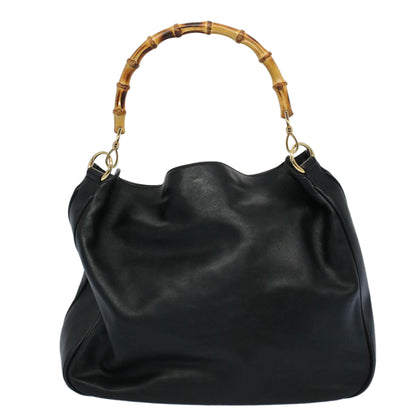 GUCCI Bamboo Shoulder Bag Leather 2way Black 001 2123 1633  56406