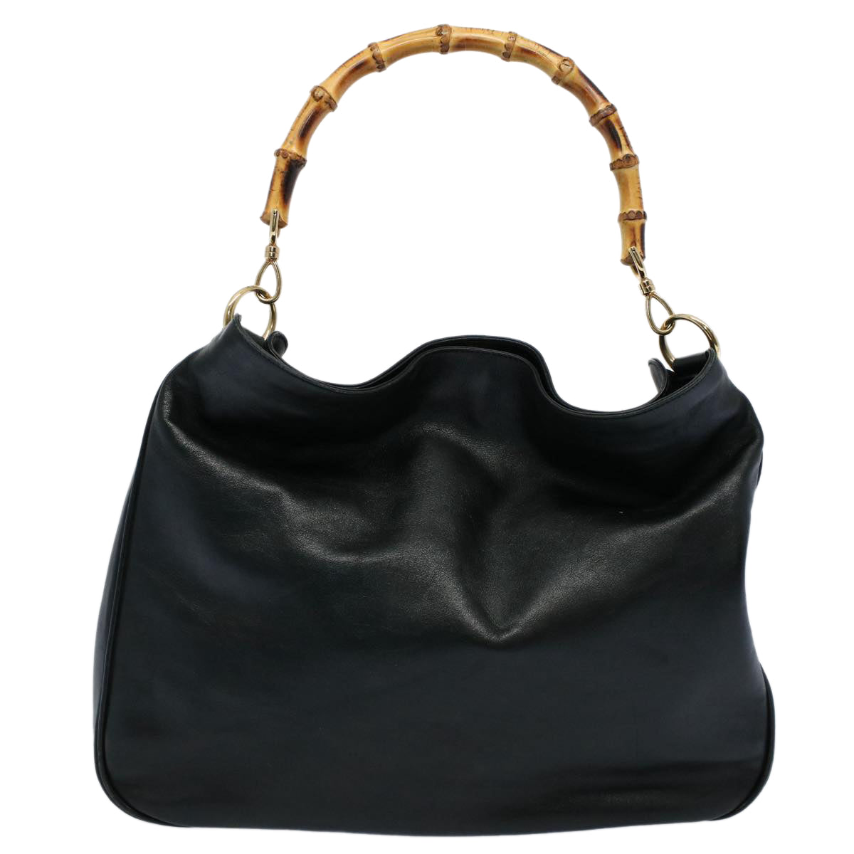GUCCI Bamboo Shoulder Bag Leather 2way Black 001 2123 1633  56406