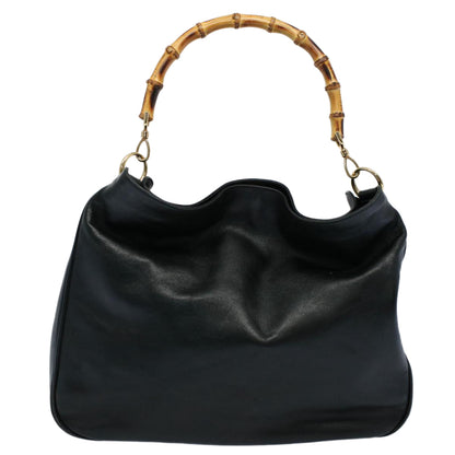 GUCCI Bamboo Shoulder Bag Leather 2way Black 001 2123 1633  56406