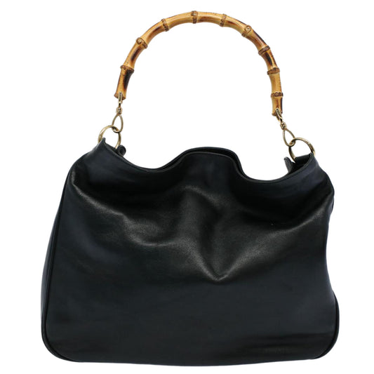 GUCCI Bamboo Shoulder Bag Leather 2way Black 001 2123 1633  56406