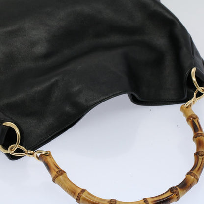 GUCCI Bamboo Shoulder Bag Leather 2way Black 001 2123 1633  56406