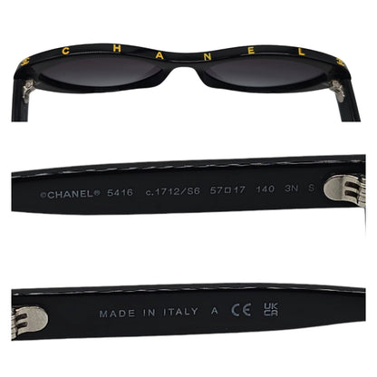 Chanel 5416 Black and Gold Oval Sunglasses