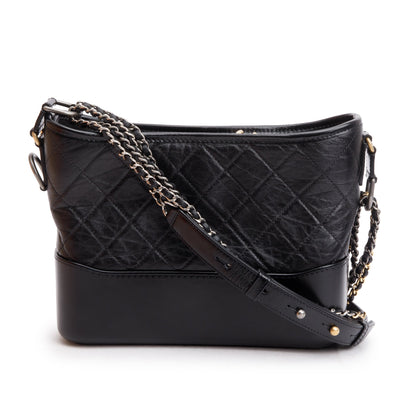 Chanel Black Aged Calfskin Leather Medium Gabrielle Hobo w/ Box & Authenticity Card