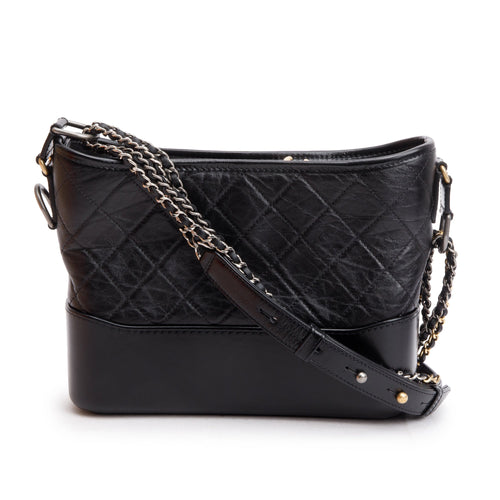 Chanel Black Aged Calfskin Leather Medium Gabrielle Hobo w/ Box & Authenticity Card