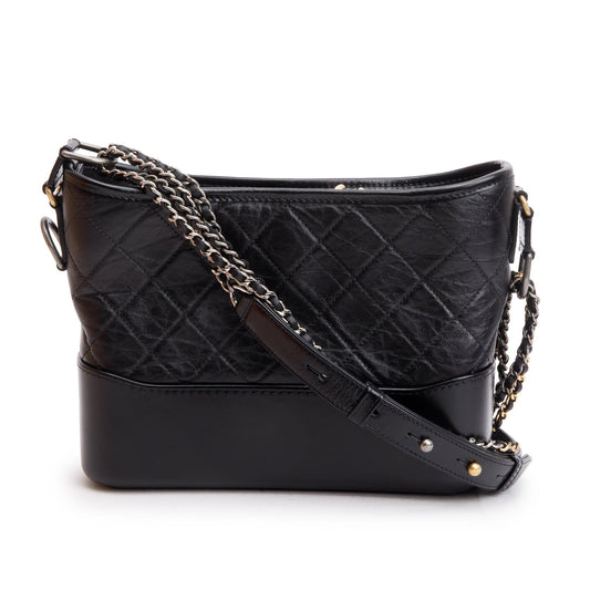 Chanel Black Aged Calfskin Leather Medium Gabrielle Hobo w/ Box & Authenticity Card