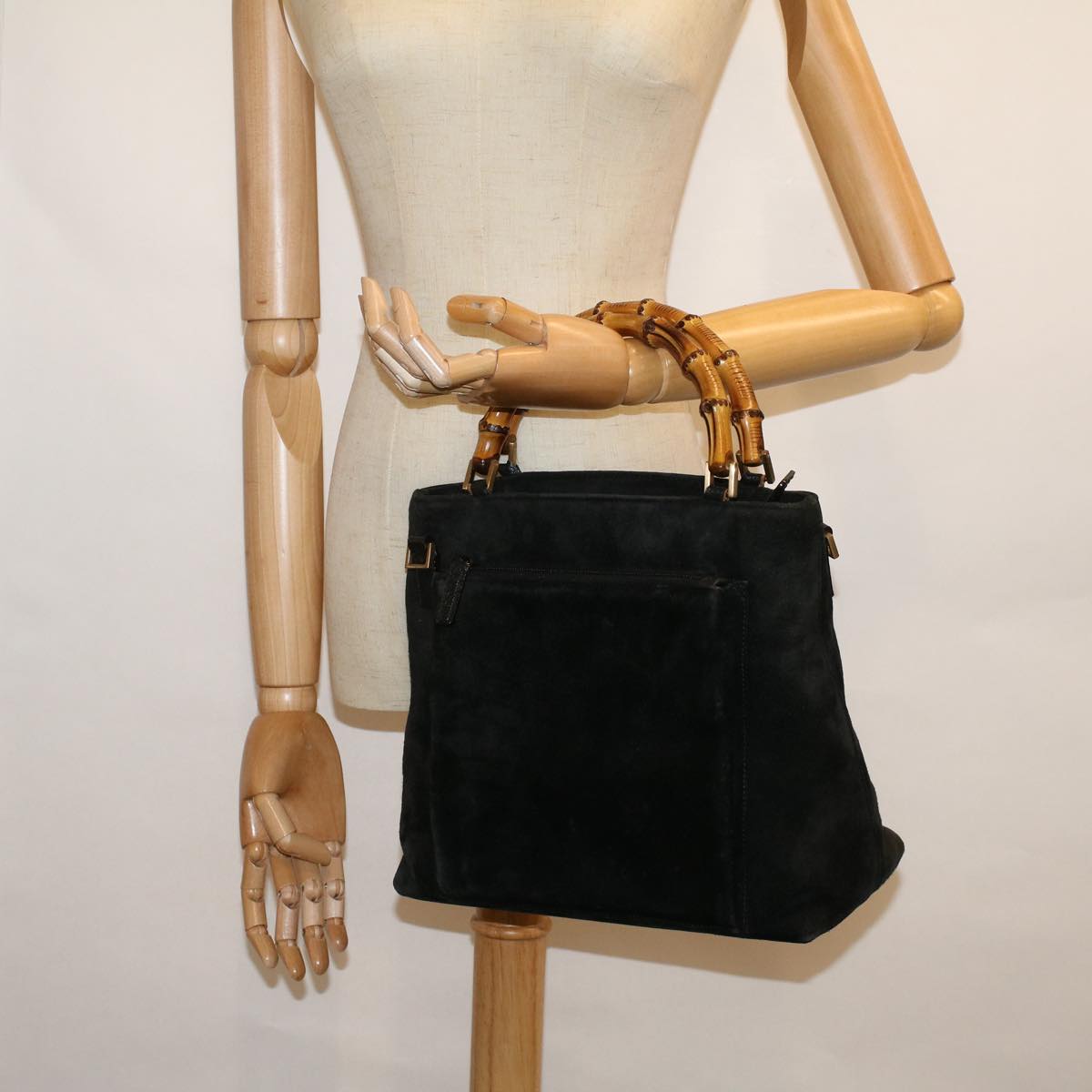 GUCCI Bamboo Hand Bag Suede Black 002 2058 0508 0  57181