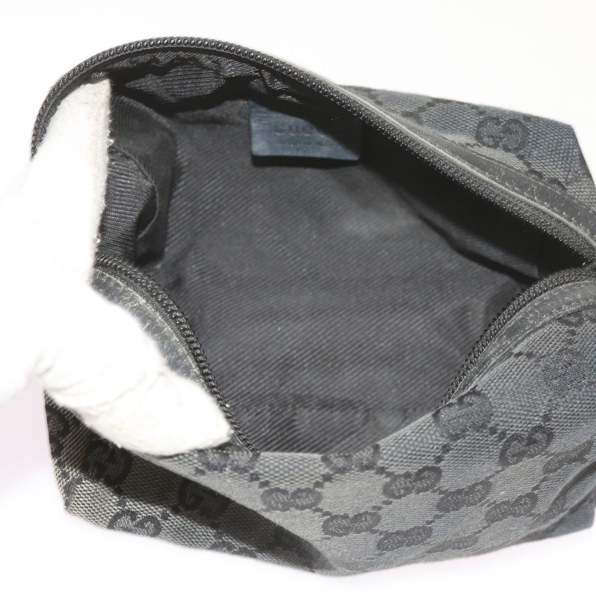 GUCCI GG Canvas Pouch Tote Bag Coated Canvas 2Set Beige Black  57550