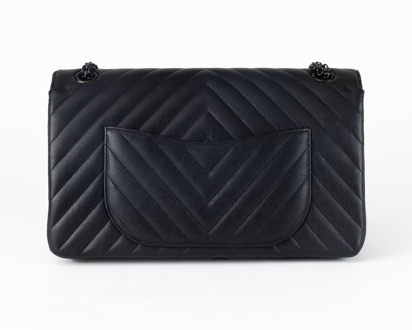 Chanel So Black Chevron Quilted Medium Classic w/ Black Hardware