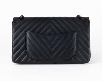 Chanel So Black Chevron Quilted Medium Classic w/ Black Hardware