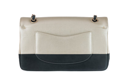 Chanel Black and Gold Bi Color Caviar Medium Classic with Gold Hardware
