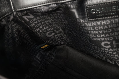 Chanel Black Lambskin Camellia Mini Shopper Tote with Silver Hardware