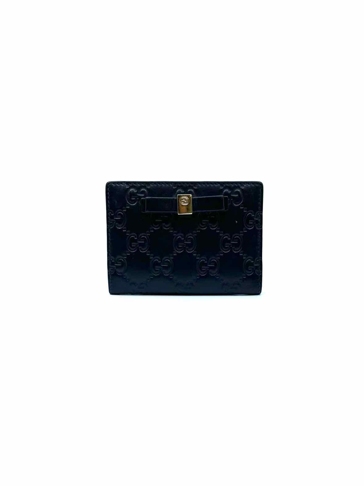 GUCCI Black Leather Monogram Card Holder