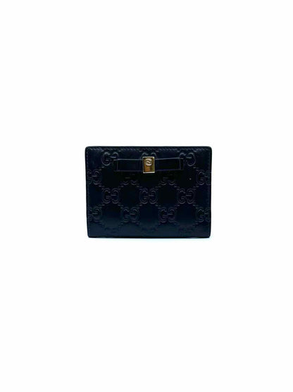 GUCCI Black Leather Monogram Card Holder