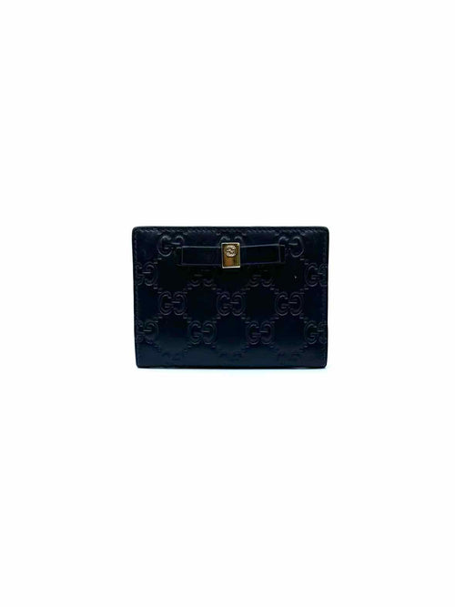 GUCCI Black Leather Monogram Card Holder