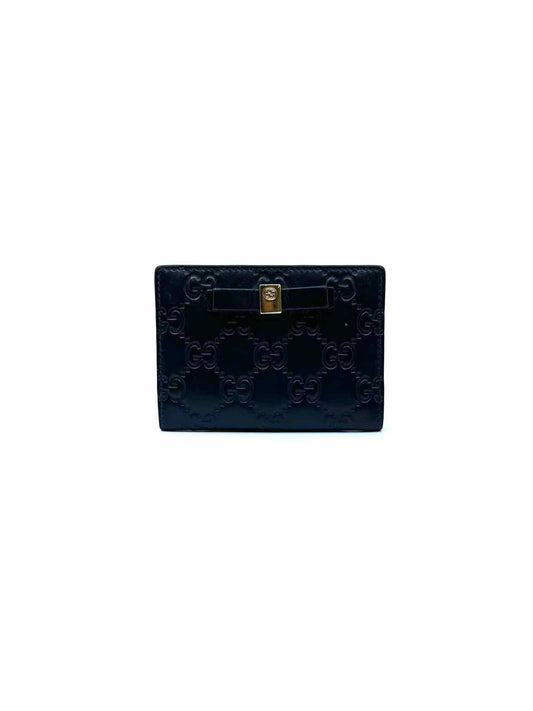 GUCCI Black Leather Monogram Card Holder