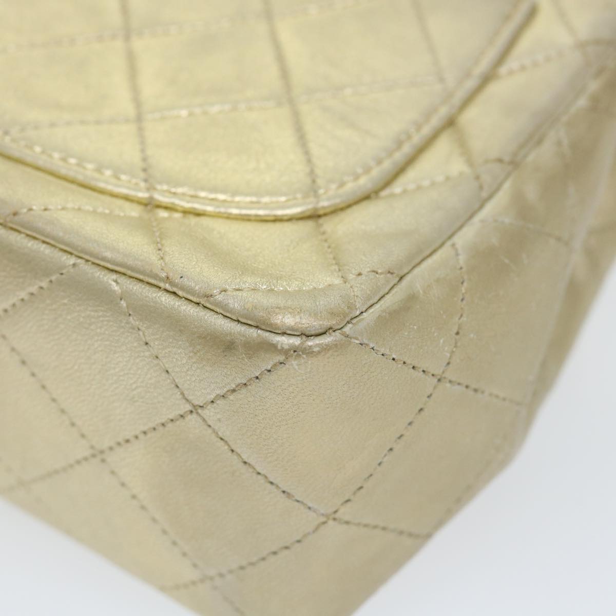 CHANEL Matelasse Chain Shoulder Bag Lamb Skin Gold CC 58346SA