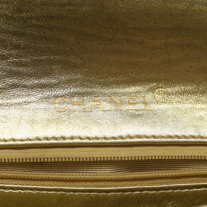 CHANEL Matelasse Chain Shoulder Bag Lamb Skin Gold CC 58346SA