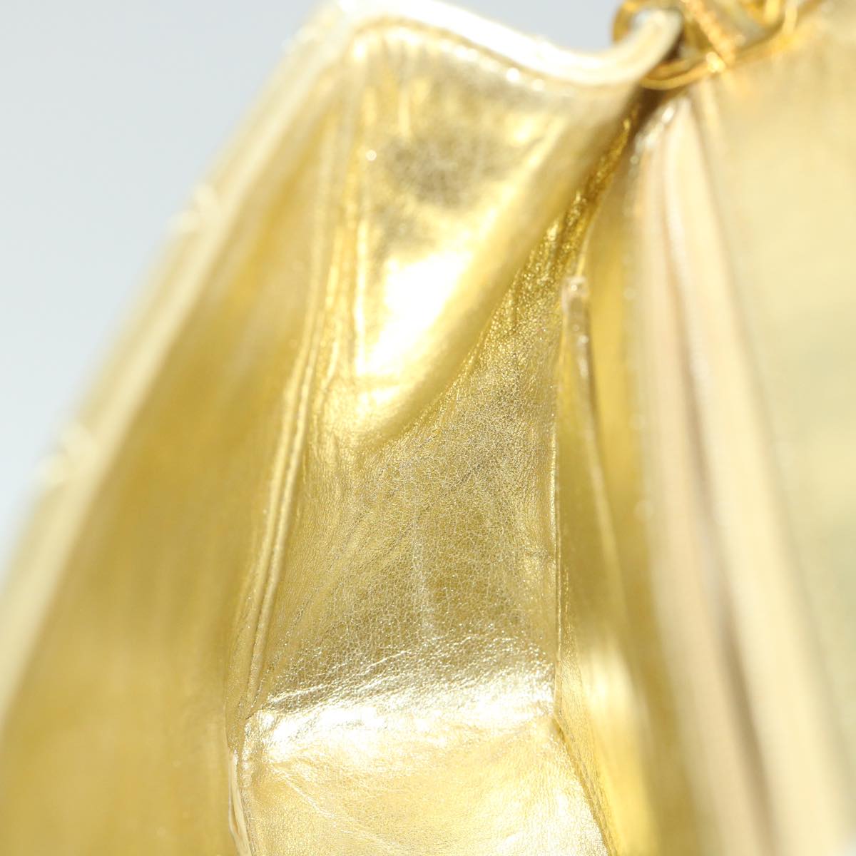 CHANEL Matelasse Chain Shoulder Bag Lamb Skin Gold CC 58346SA