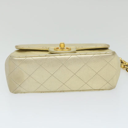 CHANEL Matelasse Chain Shoulder Bag Lamb Skin Gold CC 58346SA