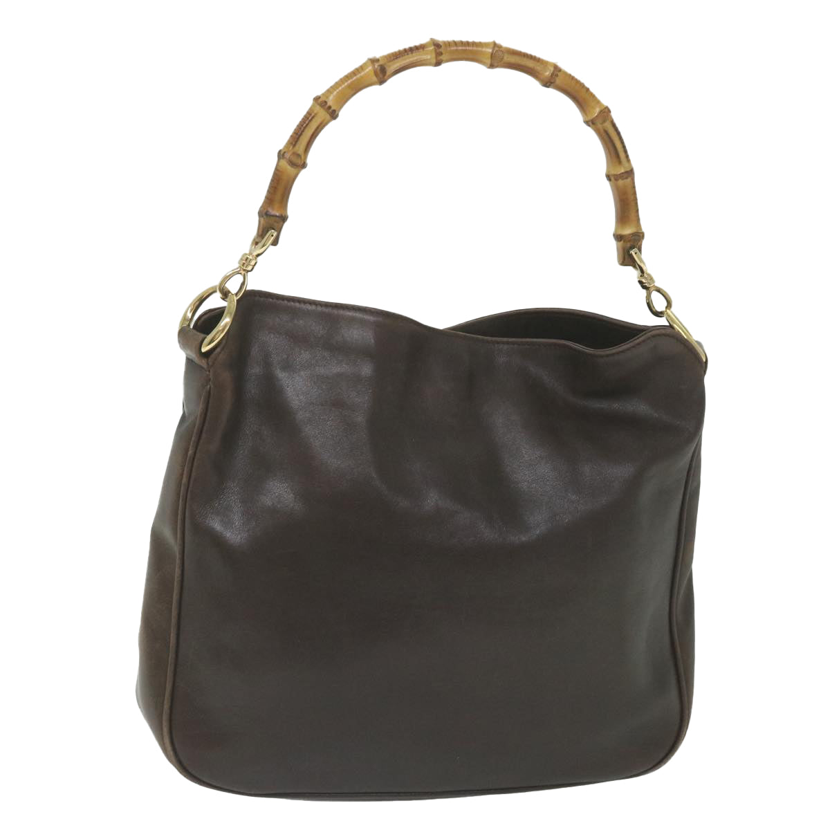 GUCCI Bamboo Shoulder Bag Leather 2way Brown 001 1638 2123  58573