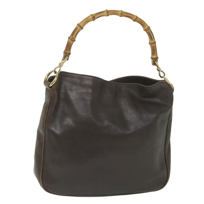 GUCCI Bamboo Shoulder Bag Leather 2way Brown 001 1638 2123  58573