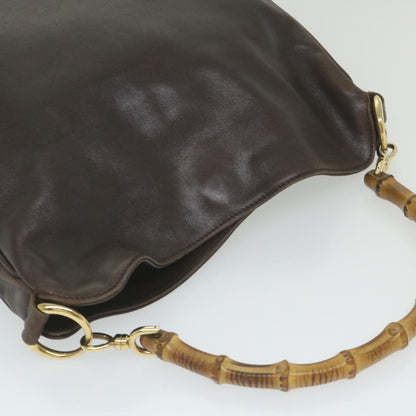 GUCCI Bamboo Shoulder Bag Leather 2way Brown 001 1638 2123  58573