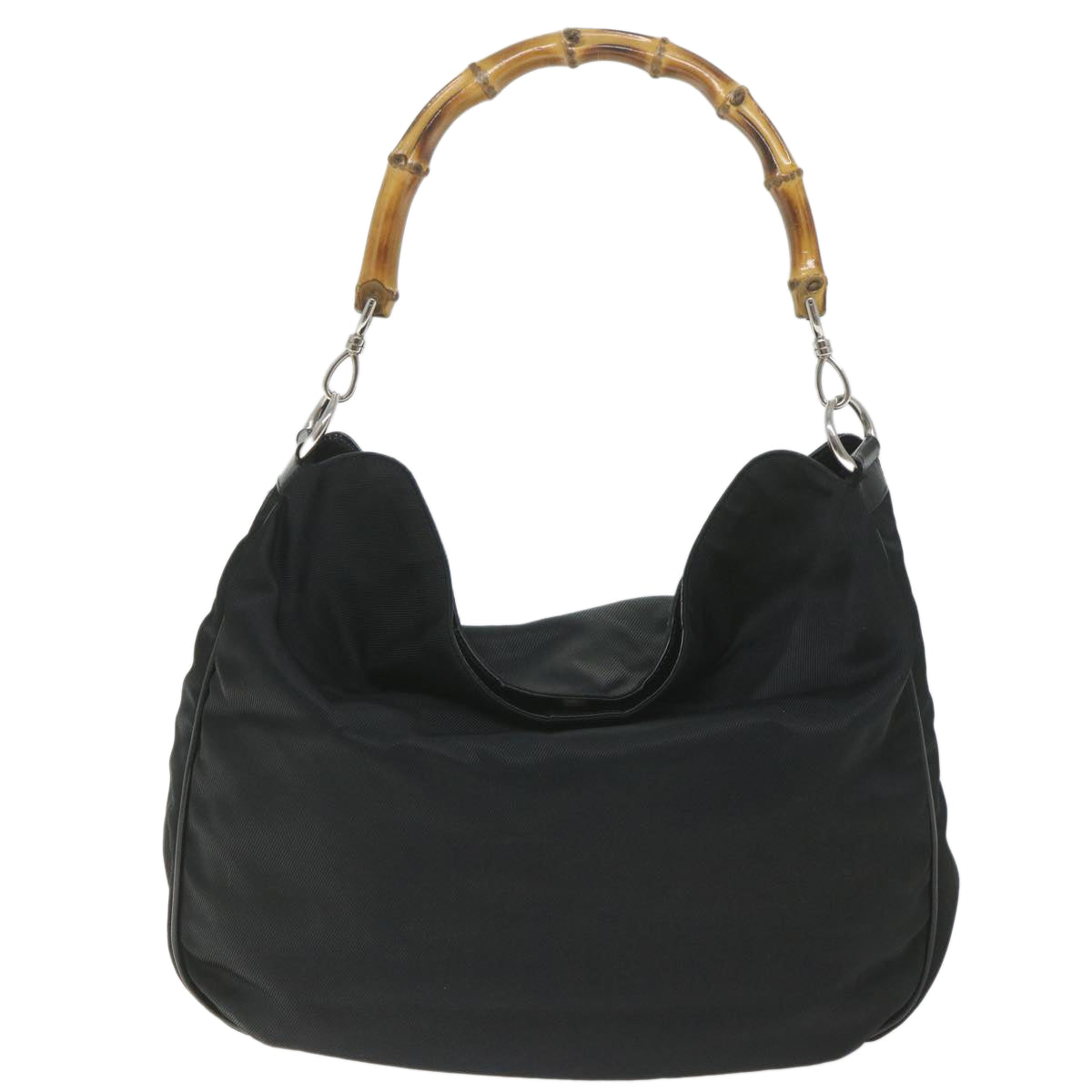 GUCCI Bamboo Shoulder Bag Nylon 2way Black 001 1998 1577 5  58813