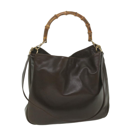 GUCCI Bamboo Shoulder Bag Leather Brown 001 1998 1577  58814