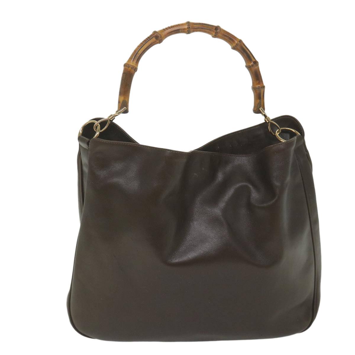 GUCCI Bamboo Shoulder Bag Leather Brown 001 1998 1577  58814