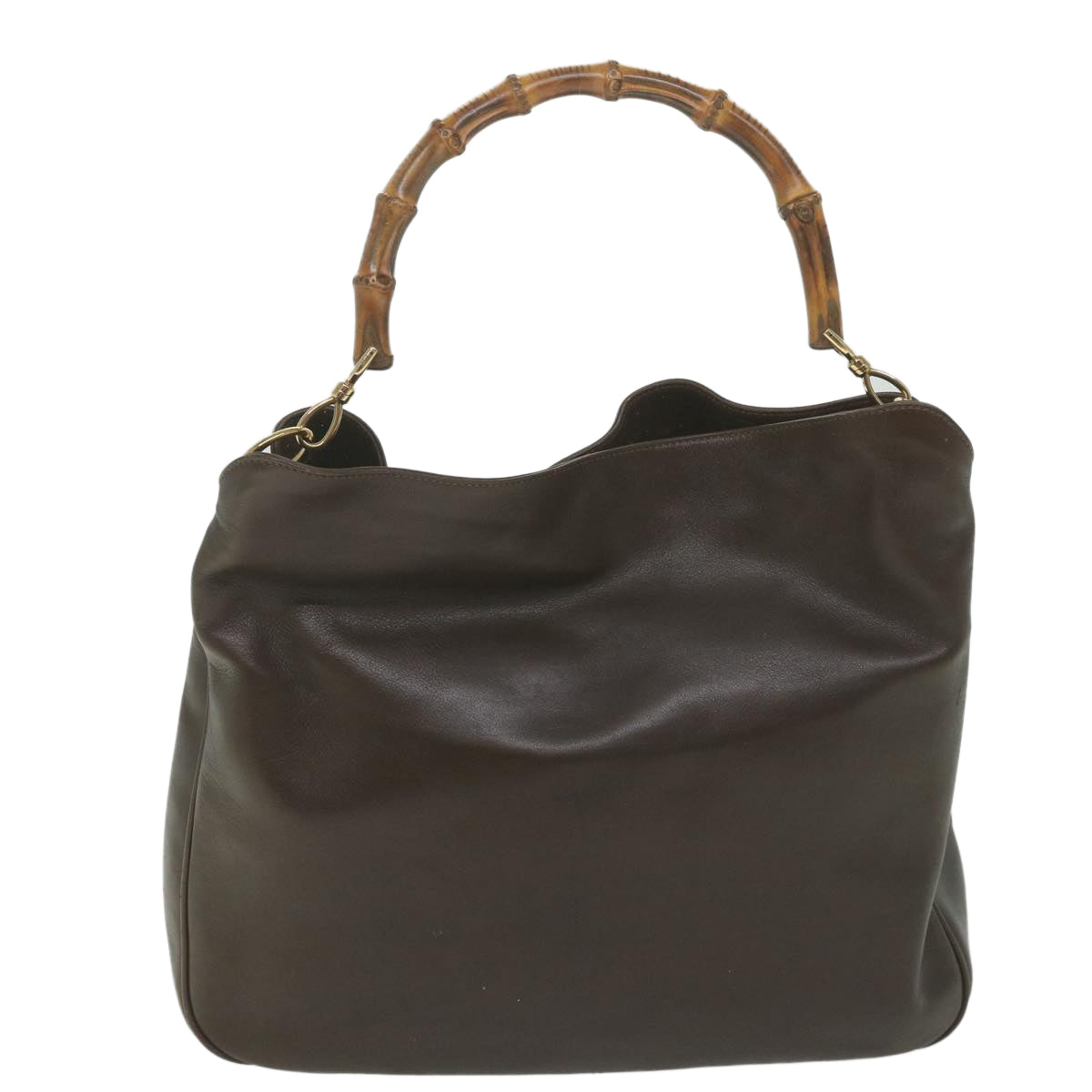 GUCCI Bamboo Shoulder Bag Leather Brown 001 1998 1577  58814