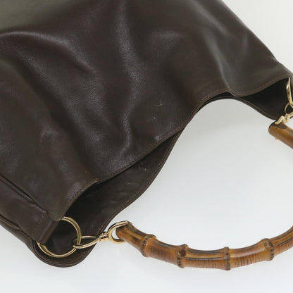 GUCCI Bamboo Shoulder Bag Leather Brown 001 1998 1577  58814