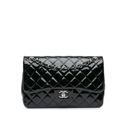 Black Chanel Jumbo Classic Patent Double Flap Shoulder Bag