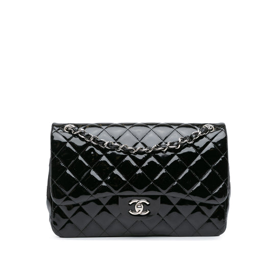 Black Chanel Jumbo Classic Patent Double Flap Shoulder Bag