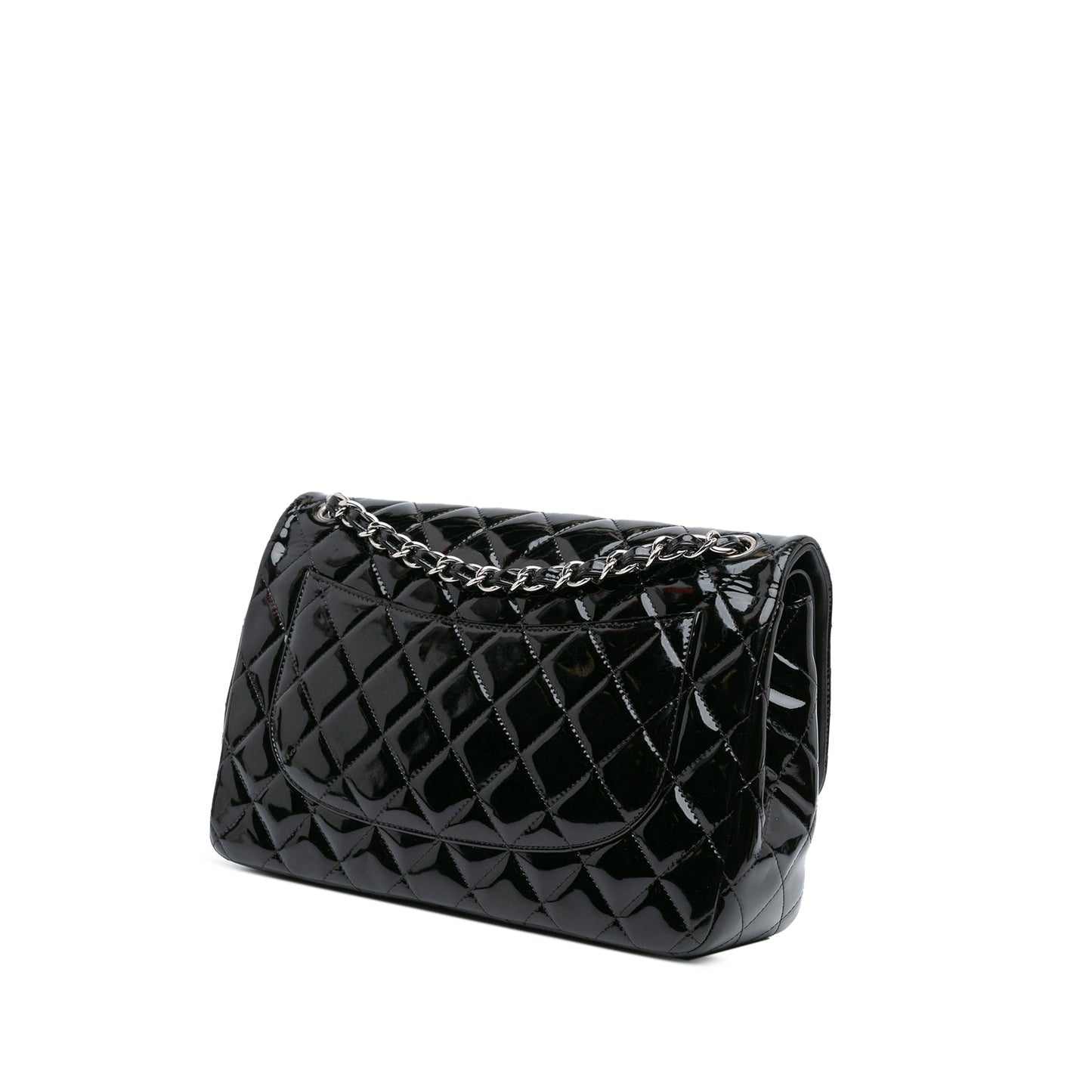 Black Chanel Jumbo Classic Patent Double Flap Shoulder Bag