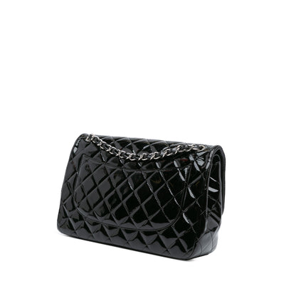 Black Chanel Jumbo Classic Patent Double Flap Shoulder Bag