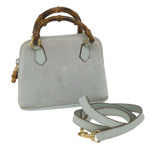 GUCCI Bamboo Hand Bag Suede 2way Light Blue 007 2865 0231  59001