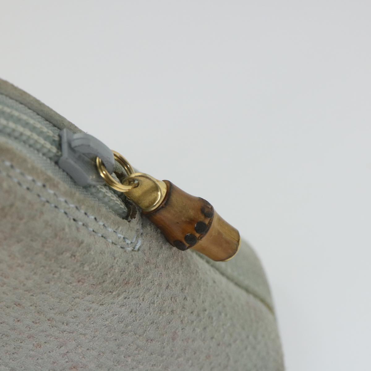 GUCCI Bamboo Hand Bag Suede 2way Light Blue 007 2865 0231  59001