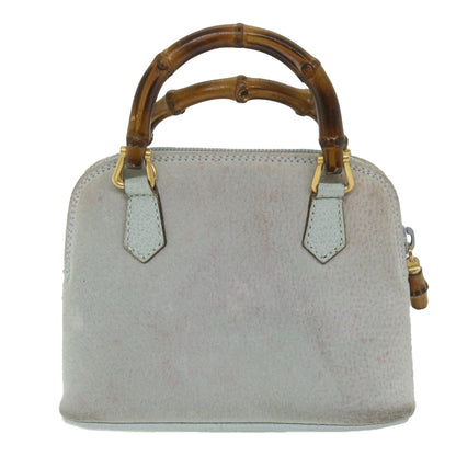 GUCCI Bamboo Hand Bag Suede 2way Light Blue 007 2865 0231  59001
