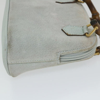 GUCCI Bamboo Hand Bag Suede 2way Light Blue 007 2865 0231  59001