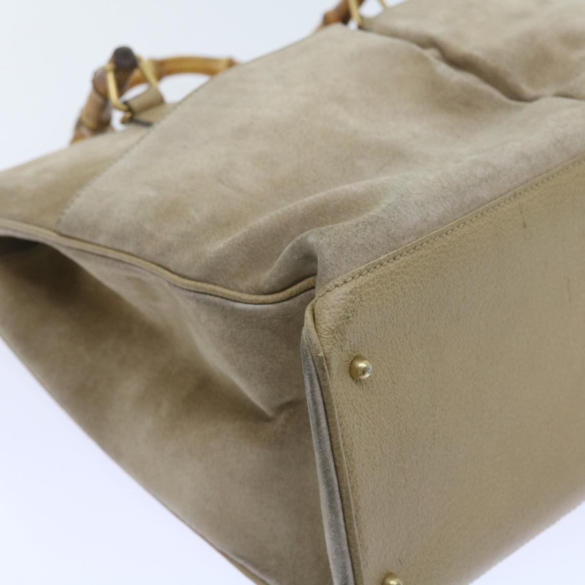 GUCCI Bamboo Shoulder Bag Suede 2way Beige 002 123 0322  59066